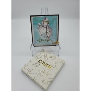 Kitsch Zodiac Charm Aquarius Set 18in Necklace & Earrings 14K Gold Plated